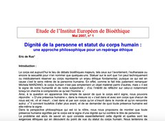 Dignité de la personne et statut du corps humain