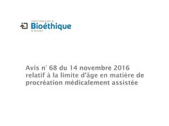 Avis n° 68 : limite d’âge en matière de procréation médicalement assistée
