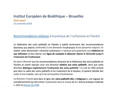 Recommandations de la Fédération des soins palliatifs en Flandre relatives à l’euthanasie
